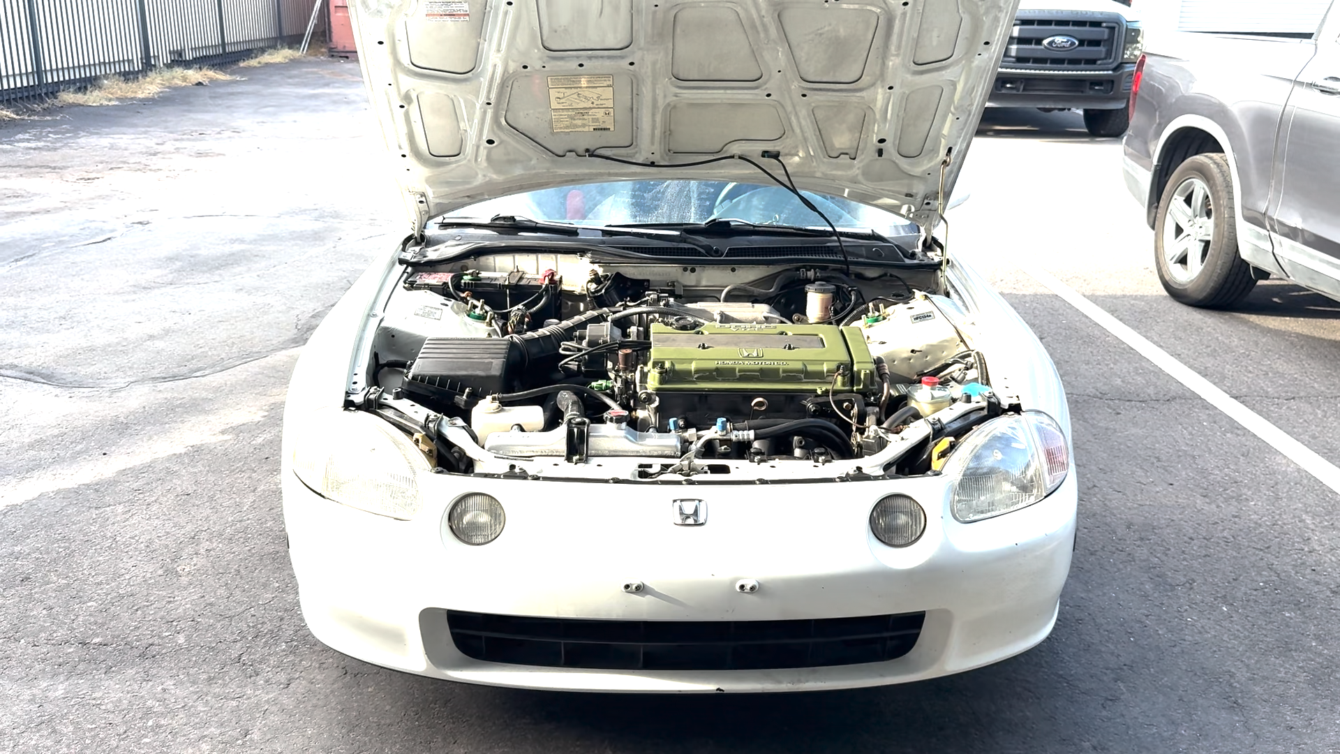 White 1997 Honda Del Sol with a B16 swap