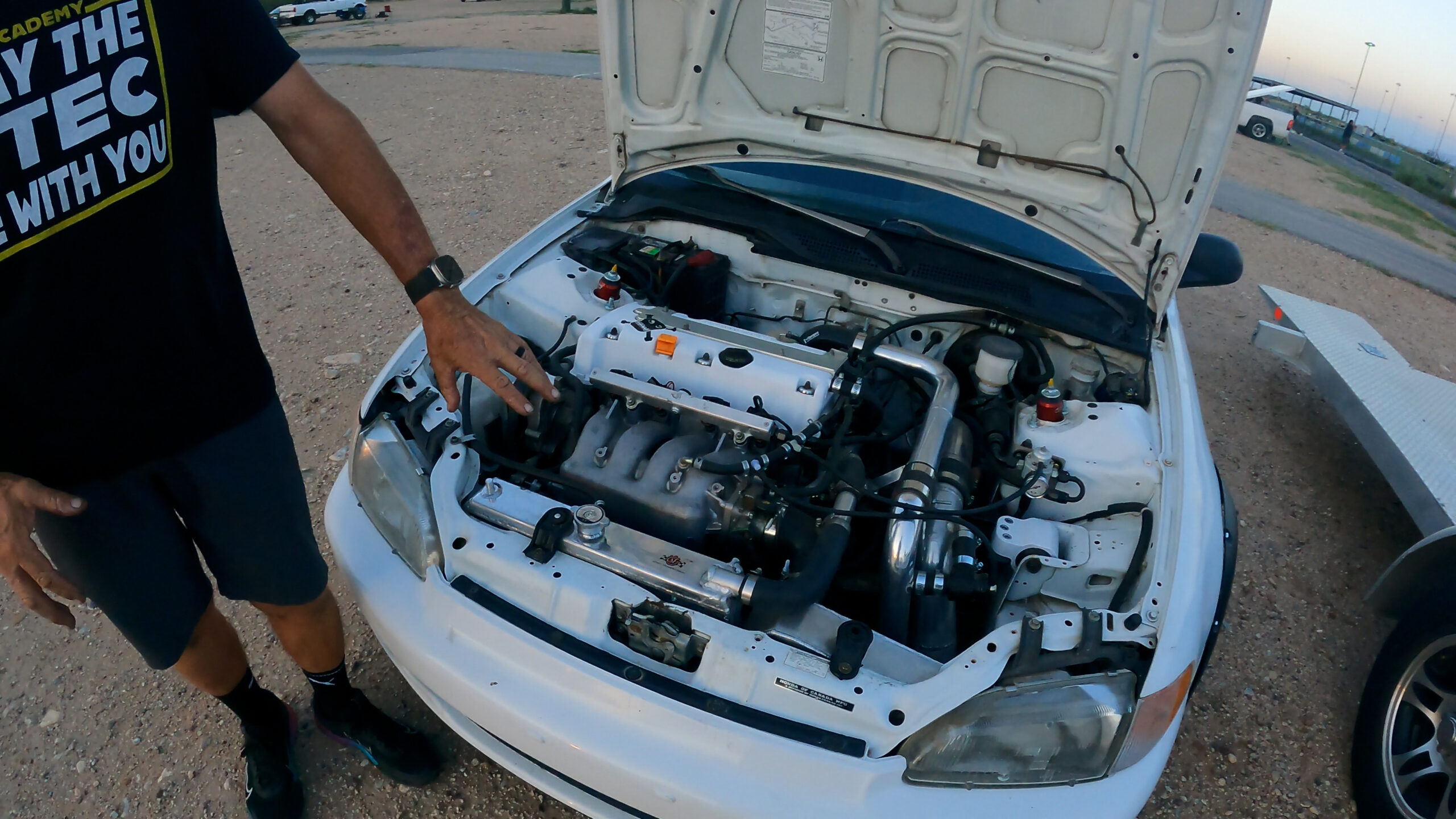 K Series turbo in a white Civic EG hatchback